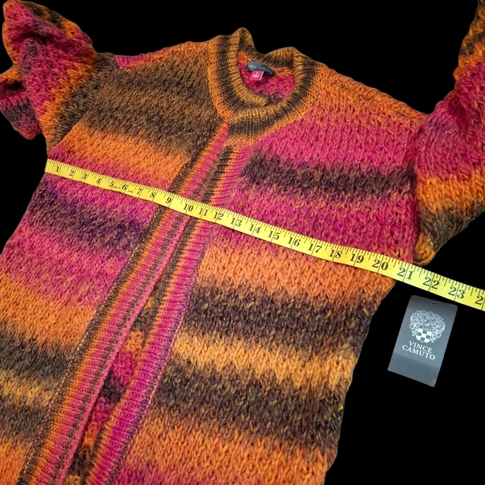 Vince Camuto Autumn Red Open-Front Long Sleeve Duster Cardigan Women Size Small - Picture 10 of 16